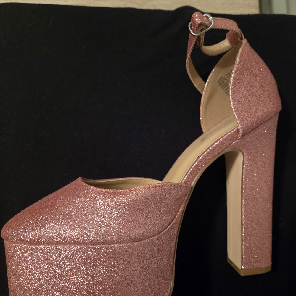 Elegant Pink Glitter Platform Heels